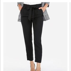 Express paper bag tie bow waist black pants